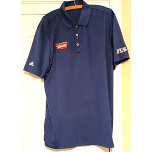 Adidas Golf  Men's Performance Polo UPF 30 Navy  Size LARGE WPS WARN LOGOS